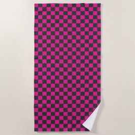 Magenta and smoke checkerboard pattern strandtuch