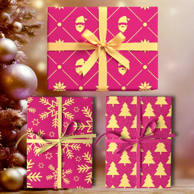 Magenta and Yellow Modern Holiday  Geschenkpapier Set (Von Creator hochgeladen)