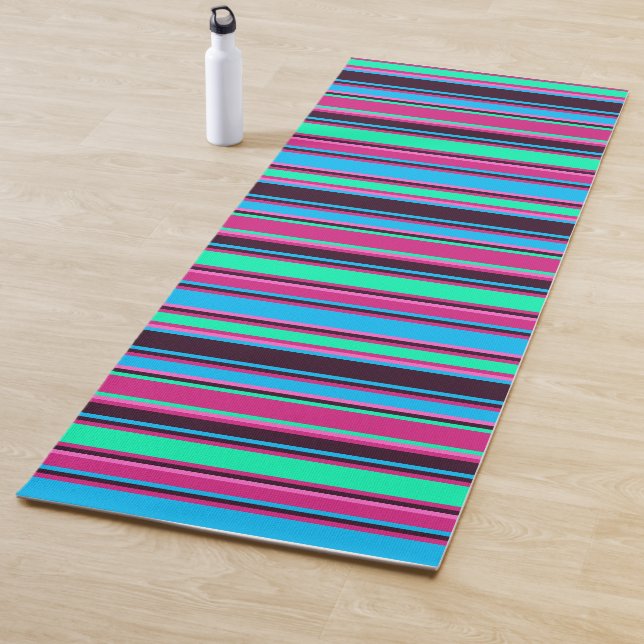 Magenta, Aqua und Blue Striped Yoga Mat Yogamatte (Beispiel)