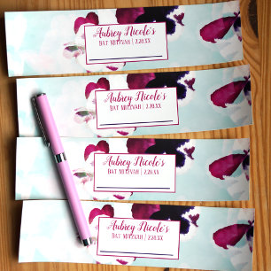 Magenta, Aquamarine Stiefmütterchen Flaschen Label Wasserflaschenetikett