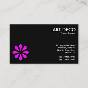 Magenta Art Deco Blume Symbol - Schwarz Visitenkarte