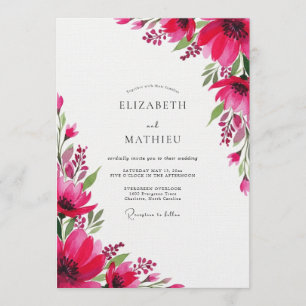 Magenta Artistic Bloom Hochzeit Einladung