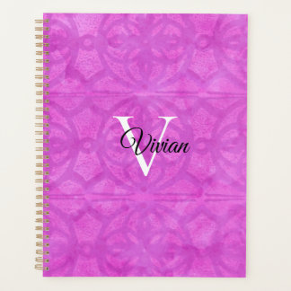 Magenta Batik Elegant Monogram Name Planner Planer