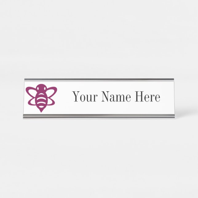 Magenta Bee Name Plate Schreibtischnamensplakette (Vorderseite )