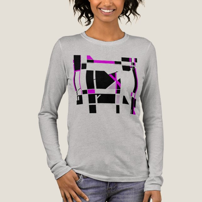 Magenta Black Gameboard Geometric MCM inspiriert Tri-Blend Shirt (Vorderseite)
