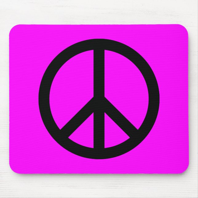 Magenta & Black Peace Sign Mousepad (Vorne)