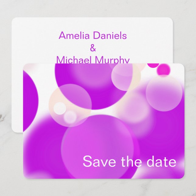 Magenta-Blasen-Save-the-Date Save The Date (Vorne/Hinten)
