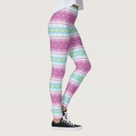 Magenta Blau und Grün Mandala Muster Leggings