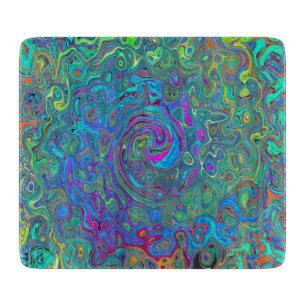Magenta, Blau und Meeresschaumgrüner Retro-Swirl Schneidebrett