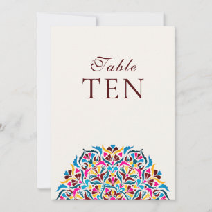 Magenta Blaue Whimsical Florale Hochzeitstisch-Num Einladung