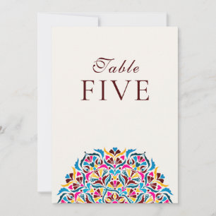Magenta Blaue Whimsical Florale Hochzeitstisch-Num Einladung