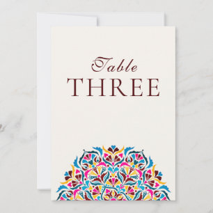 Magenta Blaue Whimsical Florale Hochzeitstisch-Num Einladung