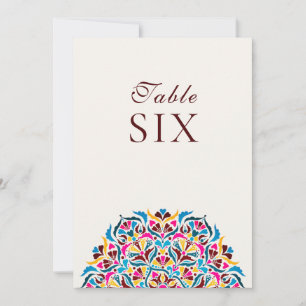 Magenta Blaue Whimsical Florale Hochzeitstisch-Num Einladung