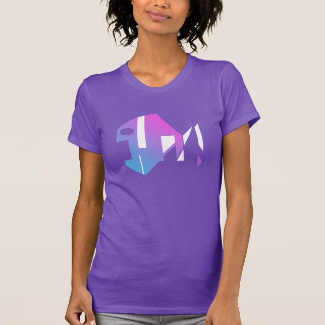 Magenta Blauer Pop Moderner  Abstrakt T-Shirt (Vorderseite)