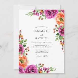 Magenta Bloom Botanische Hochzeit Einladung