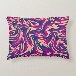 Magenta Blue Beige Abstrakte Fluid Wave Wirbel Dekokissen