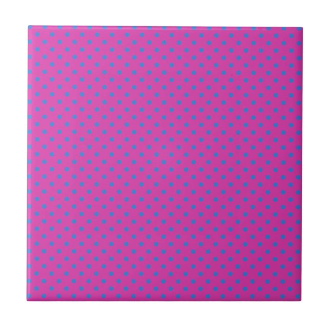 Magenta, Blue Polka Dots Fliese (Vorderseite)
