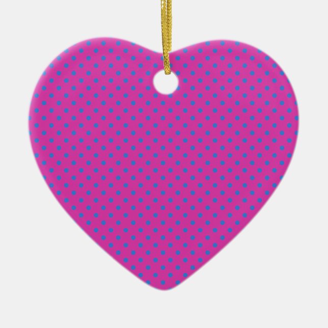 Magenta, Blue Polka Dots Keramikornament (Vorne)