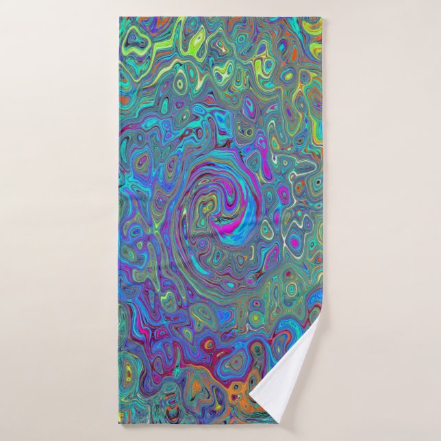 Magenta, Blue und Sea Foam Green Retro Swirl Badehandtuch (Badehandtuch)
