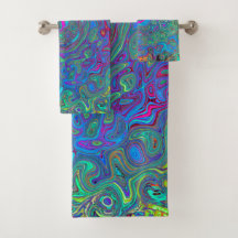 Magenta, Blue und Sea Foam Green Retro Swirl