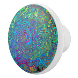 Magenta, Blue und Sea Foam Green Retro Swirl Keramikknauf