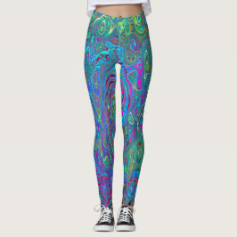 Magenta, Blue und Sea Foam Green Retro Swirl Leggings