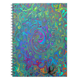 Magenta, Blue und Sea Foam Green Retro Swirl Notizblock
