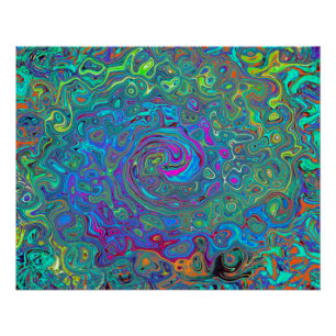 Magenta, Blue und Sea Foam Green Retro Swirl Poster