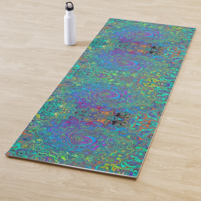 Magenta, Blue und Sea Foam Green Retro Swirl Yogamatte (Beispiel)