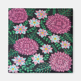 Magenta-Blume auf schwarz Magnet