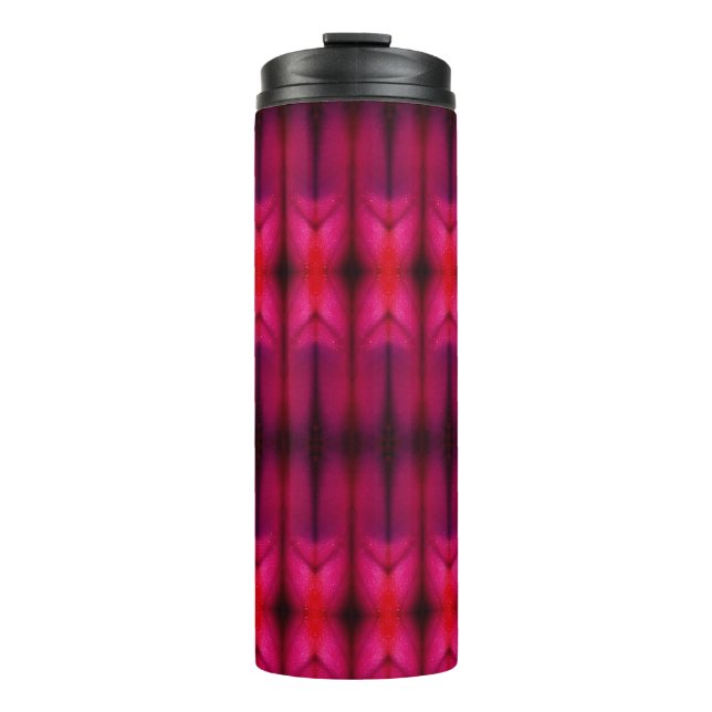Magenta Blume Ikat Reco Thermosbecher (Vorderseite)