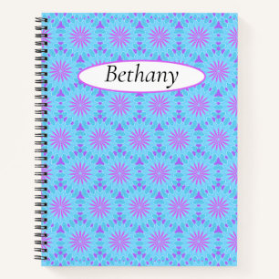 Magenta-Blume mit Sky Blue und Lila Formen Notizbuch