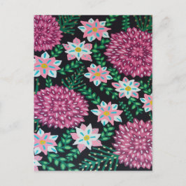 Magenta-Blume zur Schwarzen Kunst Postkarte