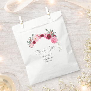 Magenta Blush Pink Bloral Baby Dusche Vielen Dank Geschenktütchen