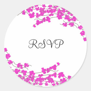 Magenta-Blüten RSVP Runder Aufkleber