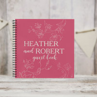 Magenta Boho Floral Wedding Spiral Gästebuch
