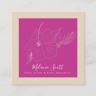 Magenta Botanischer Hibiskus Tropischer Pflanzen G Quadratische Visitenkarte
