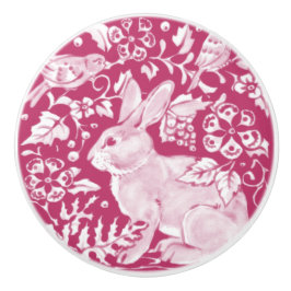 Magenta Bunny Rabbit Bird Woodland Tierart Keramikknauf