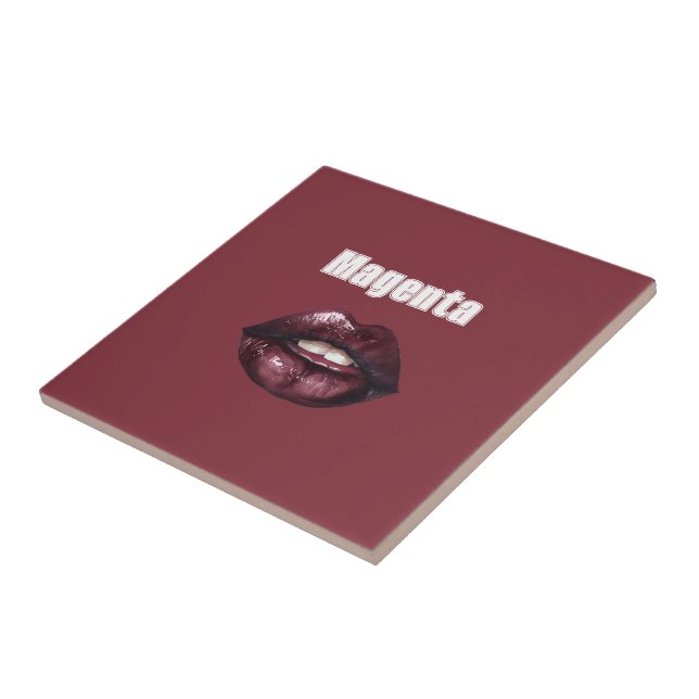 Magenta Burgunderrot Lippen Fliese (Seite)