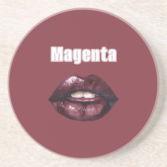 Magenta Burgunderrot Lippen Getränkeuntersetzer (Vorne)