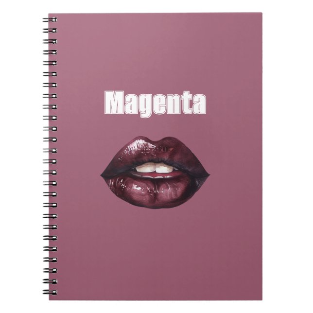 Magenta Burgunderrot Lippen Notizblock (Vorderseite)
