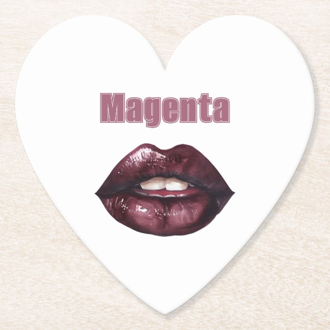 Magenta Burgunderrot Lippen Untersetzer (Vorderseite)