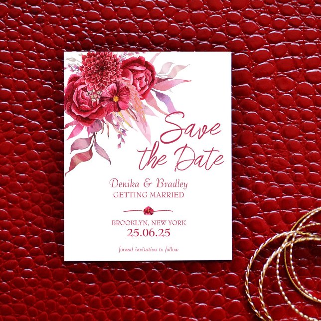 Magenta burgundy Rose Save the Date Haushalt einla (Von Creator hochgeladen)