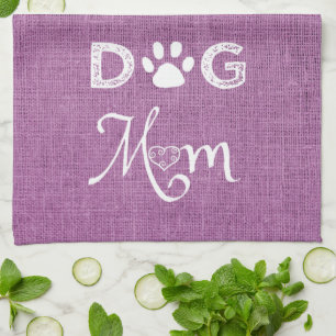 Magenta Burlap Dog Mama Küchentuch