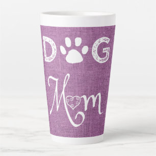 Magenta Burlap Dog Mama Latte Tasse