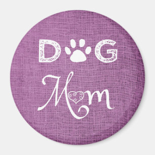 Magenta Burlap Dog Mama Magnet