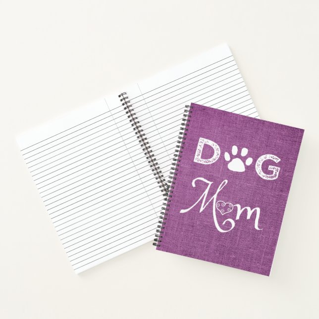 Magenta Burlap Dog Mama Notebook Notizbuch (Innenseite)