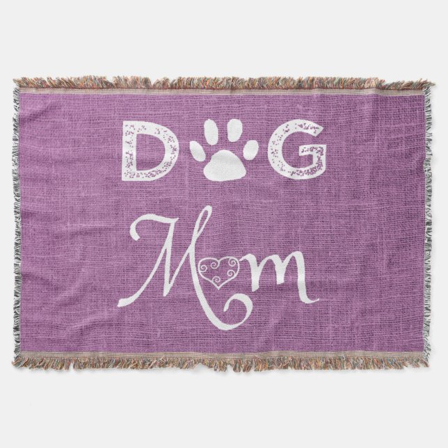 Magenta Burlap Dog Mama Throw Blanket Decke (Vorderseite)