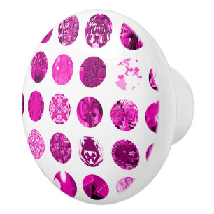 Magenta Busy Polka Dots Keramikknauf