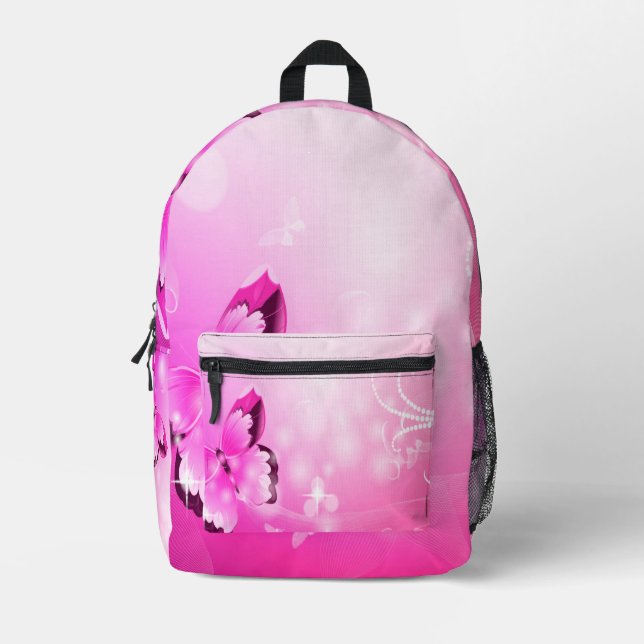 Magenta Butterfly Bedruckter Rucksack (Vorderseite)